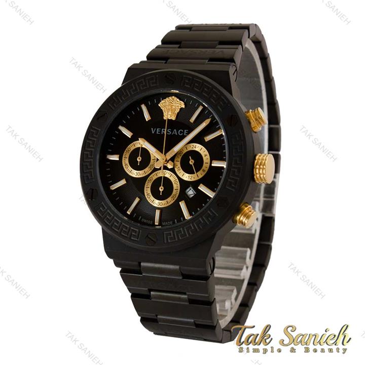 ساعت ورساچه Greca مردانه سه موتوره مشکی طلایی Versace-5175-G